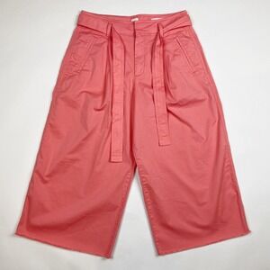 Gap Peach High-Rise Tie Waist Wide‎ Leg Frayed Cropped Pants Womens Size 10